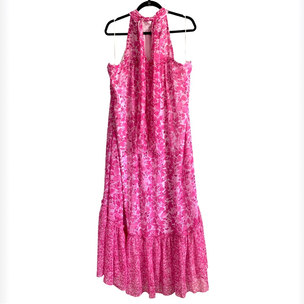 Vince Camuto Pink Floral Print Sleeveless Halter Maxi Dress - Picture 2 of 5